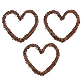 Garneck 3pcs Love Heart Rattan DIY Craft Projects Twig Grapevine Heart Wicker Wreath Frame Garland Rattan Window Door Decor wedding Rattan Ornaments 20cm