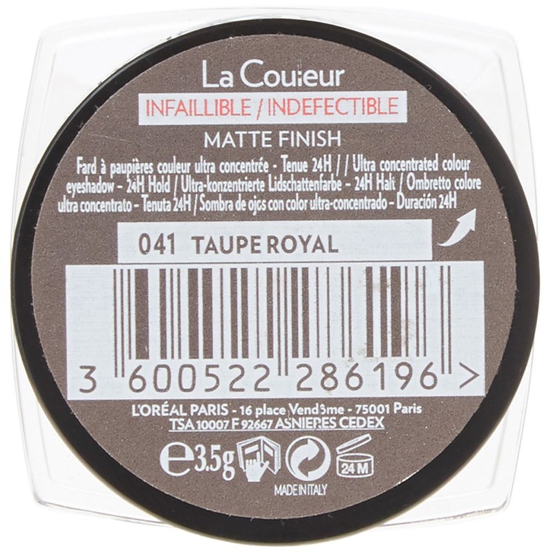 L'Oreal Colour Infallible Eye Shadow Number 041, Taupe Royal 3.5