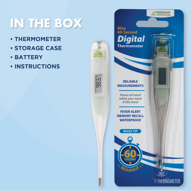 Veridian Healthcare Digital Thermometer | 60-Second Readout | Fahrenheit Measurements
