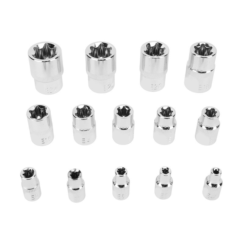 14Pcs E Star Socket Set Chrome Vanadium Steel Portable External