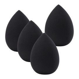 VXZOHOW Makeup Sponge, Multi-functional Makeup Sponge Puff Makeup Sponge, Wet and Dry Use, Soft Makeup Tools, Fluffy Makeup Puff (Black, 4 Pieces)