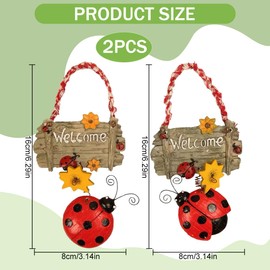 Pack of 2 Ladybird Welcome Sign, Ladybird Welcome Sign Wreath Decoration, Wreath Decoration, Home Accessories, Hanging Ladybird Resin Door Wreath