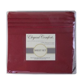 Elegant Comfort 1500 Thread Count Luxurious 100% Manufacturer Guaranteed Ultra Soft 3 pc Sheet set, Deep Pocket Up to 16" - Wrinkle Resistant , Twin/Twin XL Burgundy