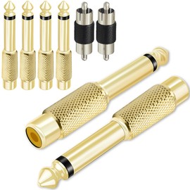 Xiatiaosann 6.35mm Mono Plug Male to RCA Female Audio Adapter, 1/4" to Phono Jack Converter Connector Adaptor for Mixer Amp Subwoofer, Gold Plated, 6 PCS