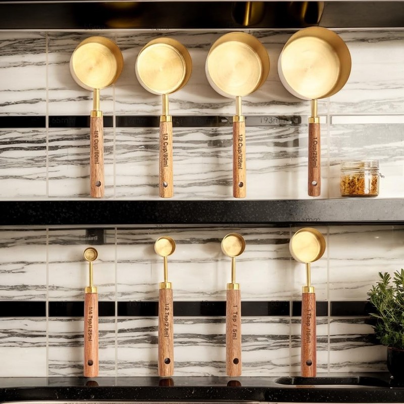 Stainless Steel Gold Measuring Cup Set of 8 Baking Tools