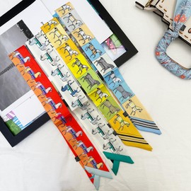 4pcs Purse Scarf Fashion Handbag Handle Ribbon Lightweight Scarf Head Hair Ribbon Skinny Scarf For Women