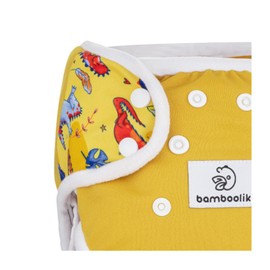 Bamboolik. Waterproof Washable One Size Duo, Button Closure, Double Side Barrier, Two Elastic Waist Bands