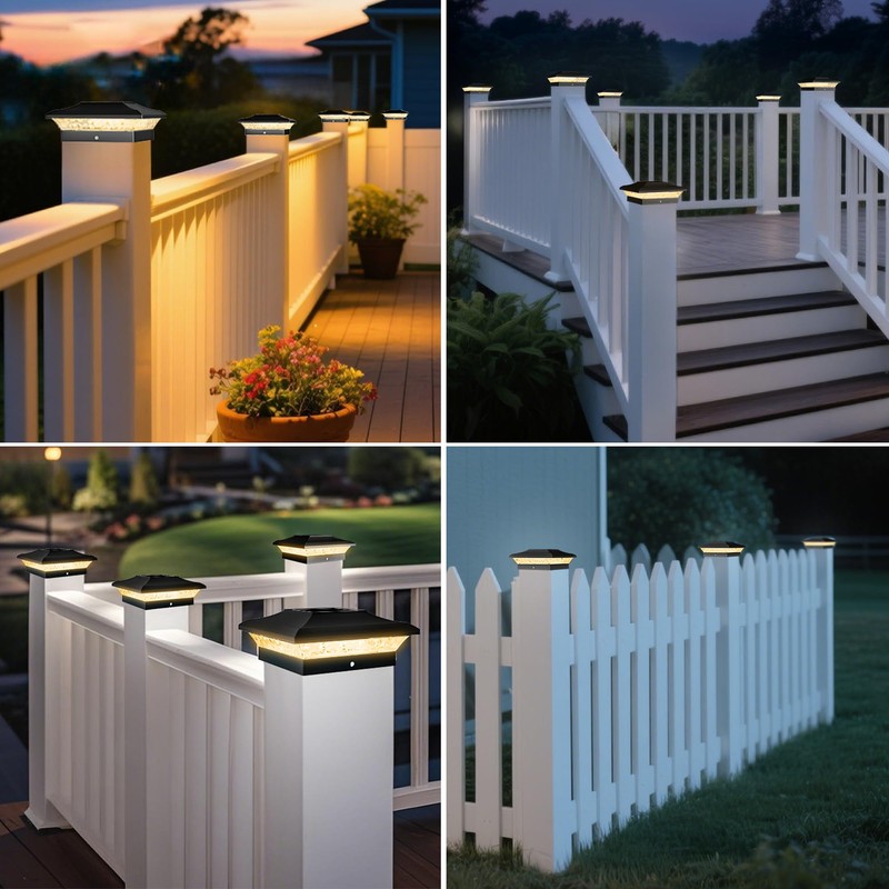T-SUN 4x4 Solar Post Cap Lights Outdoor 12 Pack, Warm