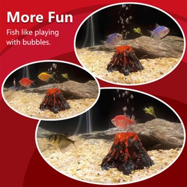 LIANNHUU, Mini Resin Volcanic Decor for 5/10 Gallon Fish Tank, Aquarium Volcano Ornament, Air Bubbler with Air Bubble Stone