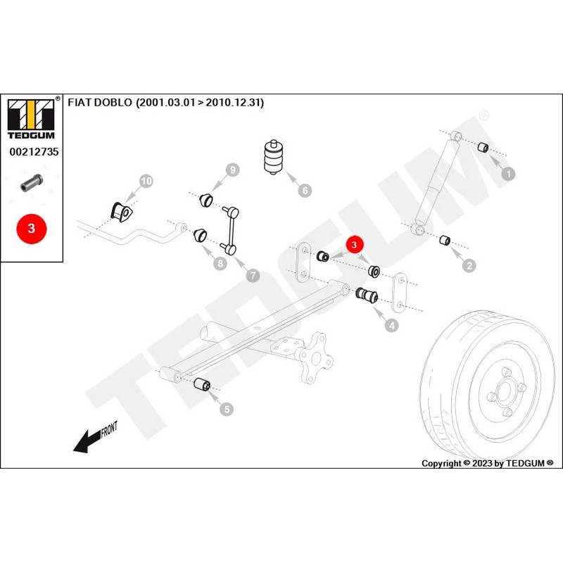 TEDGUM 00212735 REAR LEAF SPRING BUSHING