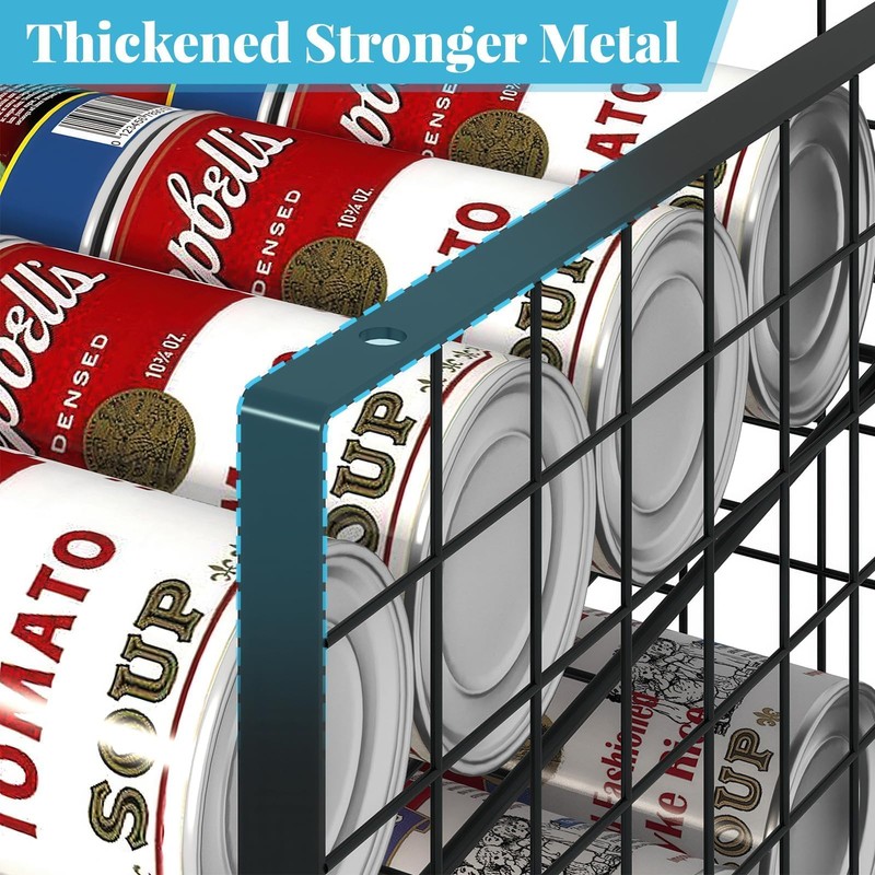 2-Tier Stackable Can Rack Organizer for Pantry Shelf, Extra-Long Can
