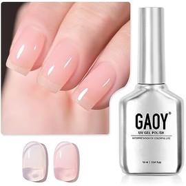 GAOY- Esmalte de uñas en gel nude Pink Jelly, esmalte en gel translúcido transparente Soak Off de 16 ml, curado con luz ultravioleta para uñas