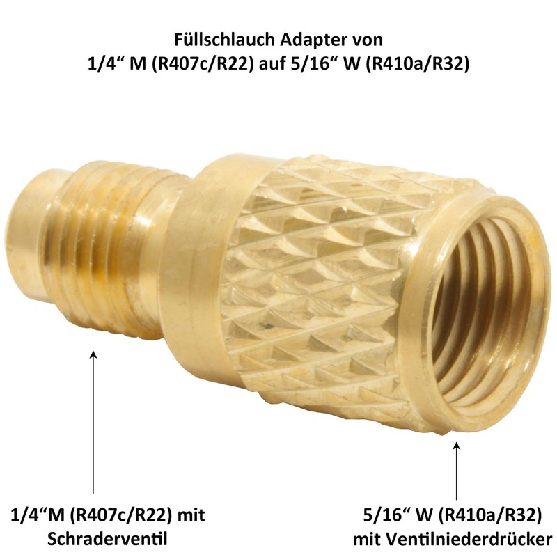 Filling Hose Adapter R410a / R32 from 1/4 Inch SAE