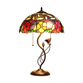 Chloe Lighting MARIEBELLE Tiffany-Style Floral Stained Glass Table Lamp 16" Width, Multi Colored