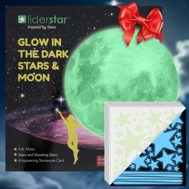 liderstar Glow in The Dark Stars and Moon for Ceiling, Luminous Stars and Moon Wall Decal, Wall Decor, Sticky Fluorescence Stars, Gift for boy and Girl Perfect for Kids Nursery Bedroom Living Room (Blue)