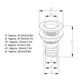 KIMISS Oceans White Straight Thru-Hull Connection, 1‑1/4in Thru Hull Fitting White Plastic Hose Connector Accessory for Marine Boat