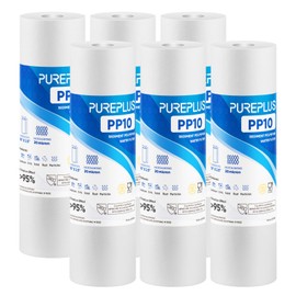 PUREPLUS 20 Micron 10" x 2.5" Whole House Sediment Home Water Filter Cartridge Replacement for Any 10 inch RO Unit, Culligan P5, Aqua-Pure AP110, Dupont WFPFC5002, CFS10, WHKF-G05, 6Pack
