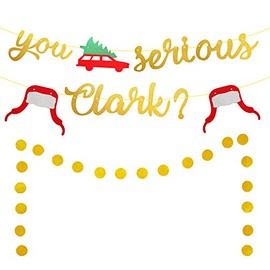 You Serious Clark Banner, Glitter Christmas Party Decorations Banner, Christmas Vacation Party Decorations Banner, National Christmas Holiday Party Decorations, Xmas Party Decorations