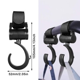 2 Pack Buggy Clips Pram Clips Stroller Hooks Pushchair Hooks for Hook Your Shopping Bags, Handbag or Change Bag on Your Stroller, Pram or Pushchair, Universal Fit, Black