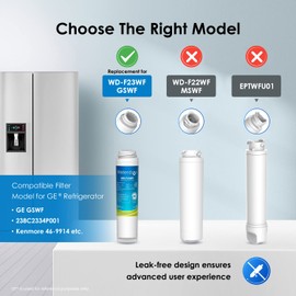 Waterdrop GSWF Refrigerator Water Filter, Replacement for GE® GSWF Smart Water 238C2334P001, Kenmore 46-9914, 469914, 9914, 3 Filters