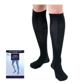 Medical Elastic Stockings Rex Fit Men's High Socks Medium Pressure Black M Size 1812