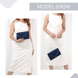 EVEOUT Velvet Clutch for Women Party Handbag Velvet Evening Handbag with Shoulder Chian Elegant Velvet Shoulder Bag for Party Dinner, blue