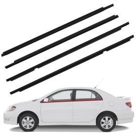 4Pcs Window Moulding Trim Weatherstrip Window Seal Belt Compatible with 2003 2004 2005 2006 2007 2008 Toyota Corolla Replaces 75730-02180 75710-02200 75740-02180 75720-02200