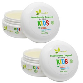 NaturalDry® - Pack 2 Desodorante Kids - Infantil para niñas o niños - No obstruye los poros y elimina el mal olor - con bicarbonato - Aroma natural Mandarina (2 unidades)