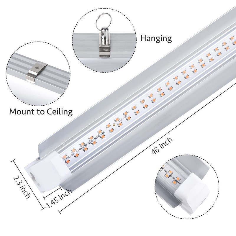 Grow Light for Indoor Plants,4ft T8, 180W(4 x 45W, 1080W