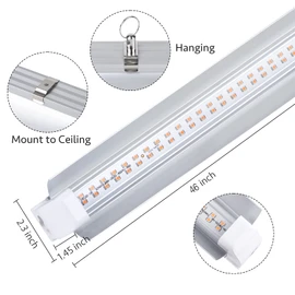 Grow Light for Indoor Plants,4ft T8, 180W(4 x 45W, 1080W Equivalent), Super Bright, Full Spectrum Sunlight Plant Light, LED Grow Lights for Indoor Plants, Greenhouse, 4-Pack