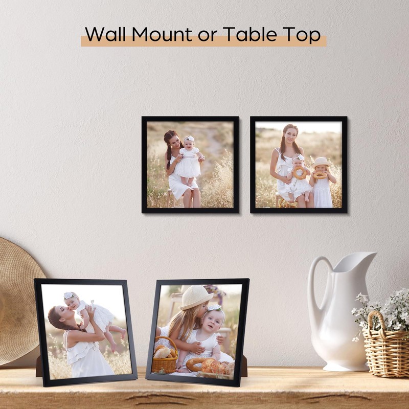 Giftgarden 8x8 Picture Frame Black, 8 by 8 Thin Square