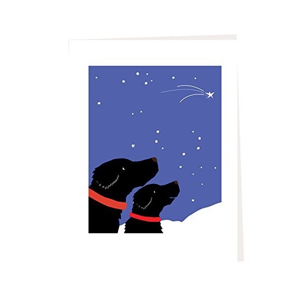 Christmas Cards Black Labs with Shooting Star Greeting Card Set
