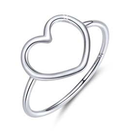 MUNDELL Sterling Silver 925 Simple Minimalist Heart Finger Rings for Women Wedding Engagement Statement Jewelry (heart, 5)