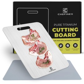 CHEFINEX Pure Titanium Cutting Board – 14” x 11” x 0.08” – Ultra-Wide, Real Titanium, No Odor, Hygienic Surface For Fruits, Vegetables, Meat, Heavy-Duty Metal Chopping Mat for Kitchen (Large)