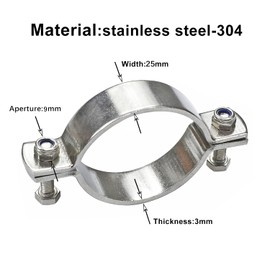 AKIHISA 2 Pack 3-1/2 Inch Heavy Duty Rigid Handleless Flat Pipe Bracket Clamp 304 Stainless Steel Split Ring Hanger ID 88.9mm