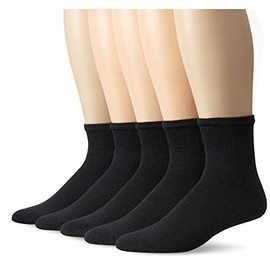 Fruit of the Loom Men's 5 Pack Ankle Socks, Black, Shoe Size: 6-12