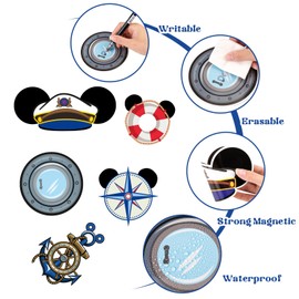 Qweryboo 10 Pcs Large Cruise Door Magnet Stickers, Cute Mouse Captain Sea Navigation Car Cruise Door Decorations Anchor Cruise Decor for Holiday Carnival Cruise Refrigerator Door(Blue)