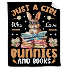 Just a Girl Who Loves Bunny Blanket Gifts for Bunnies Lovers Girls Women Kids Warm Soft Throw Cozy Blankets for Bed Couch Gift for Birthday Graduation 40"x50" for Kids