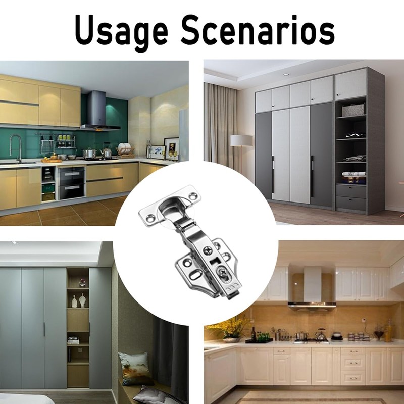 4PCS Cabinet Door Hinges Frameless Full Overlay Soft Close Hinge