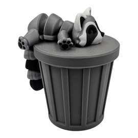 ZZ LIFE Articulating Raccoon Fidget Animal with Trash Can - 3D Printed Articulated Joints ADHD, Autism, Relief Anxiety - Raccoon Lovers
