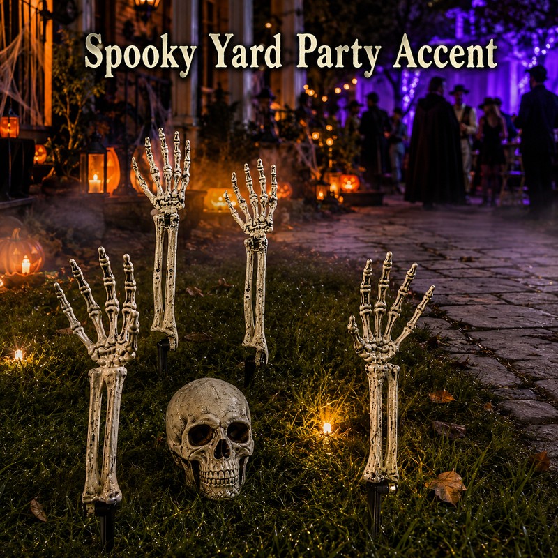 Halloween Skeleton Yard Decoration – 5-Piece Skull & Bone Ground