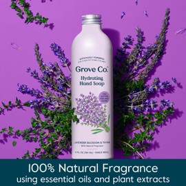 Grove Co. Hydrating Gel Hand Soap Refills (2 x 13 Fl Oz) + 1 x Reuseable Glass Soap Dispenser, Plastic-Free & Liquid Refillable Starter Kit, Natural Lavender Blossom & Thyme Fragrance
