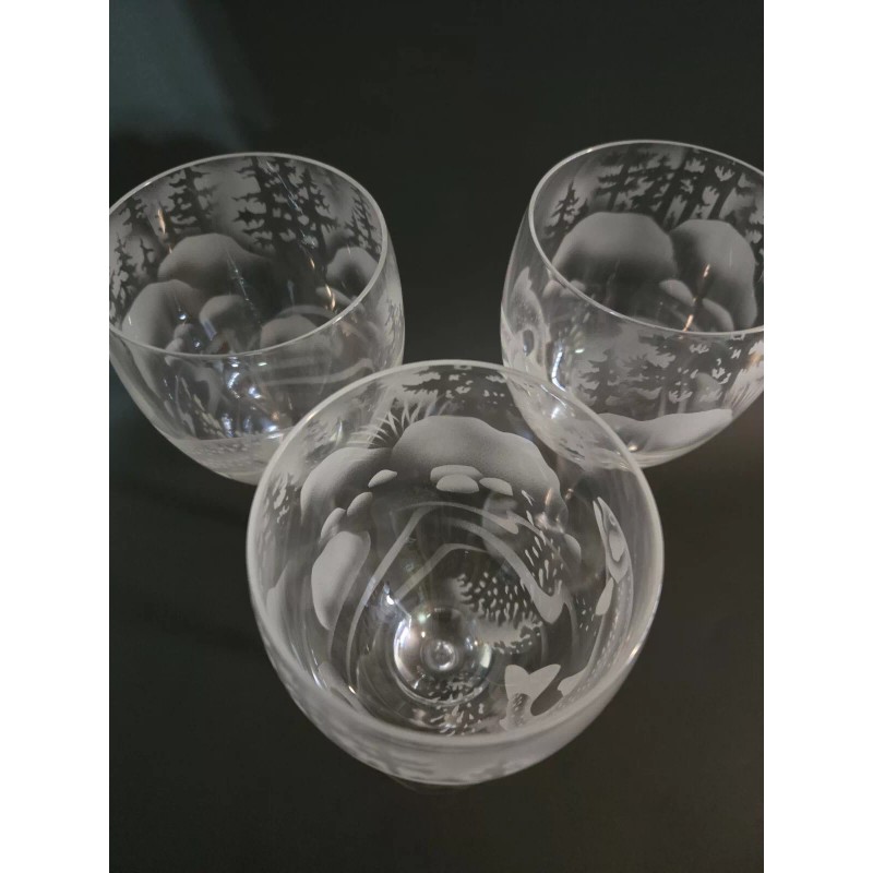 IncisoArt Hand Etched Italian Crystal Goblet Sandblast White Wine Glass