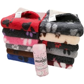 Vet Fleece Bedding | Vet Bed Original Non-Slip | for Puppys and Dogs | Manufactured in our British Mill| 18" x 15" (0.45m x 0.37m) Charcoal with Grey Multi-Paws | Quick Drying | Washable | Dog Bed