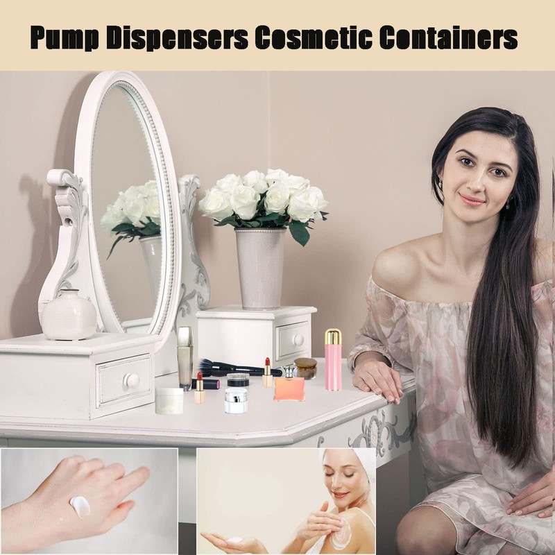 50ml Round Airless Pump Cream Container, Refillable Dispenser Cream Empty