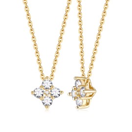 Gold Plated Dainty Small Moissanite Flower Cute Necklace for Women 925 Sterling Silver Chain Pendant