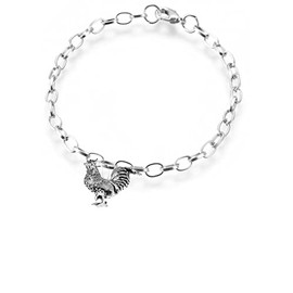 B42 Cockerel fine lead free English Pewter charm on a belcher link chain anklet bracelet