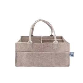 Baby Diaper Caddy Nursery Storage Bin and Car Organizer for Diapers and Baby Wipes, Oatmeal, Regular, Felt Storage Caddy with Handles Multi-Compartment Organizer Tote bag
