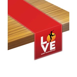 Valentine's Sun Velvet Fabric Table Runner, Happy Love Lover Valentines Day Tablecolth for Dining Home Decor