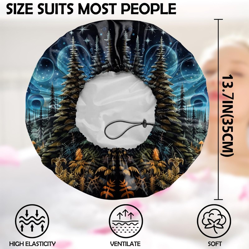 Zewurtuw 2 PCS Shower Cap Adjustable Reusable Double Waterproof Layer